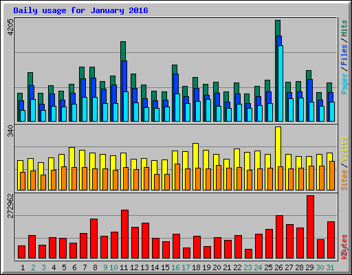 Daily usage for January 2016