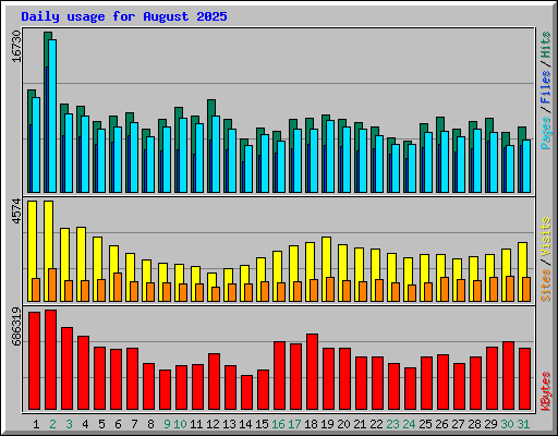 Daily usage for August 2025